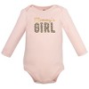 Hudson Baby Infant Girls Cotton Bodysuit, Pant and Shoe Set, Leopard Hearts Girls - 3 of 4