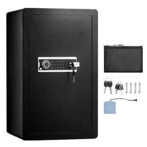 VEVOR Single Door 4.0 cu.ft Safe Box with Key Lock & Password, Safe Lock Box with Fireproof Bag, Key Rack, 2 Shelves, and 1 Cabinet, Black - 1 of 4