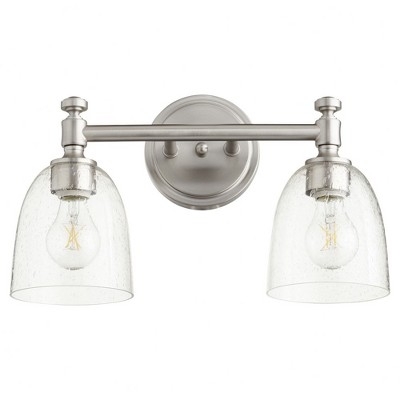 Quorum Lighting Rossington 2-Light Satin Nickel Glass Wall Sconce