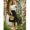INSPIRE CHIC Women's Casual Elastic Waist Peasant A-Line Midi Skirts with Pockets - 3 of 4
