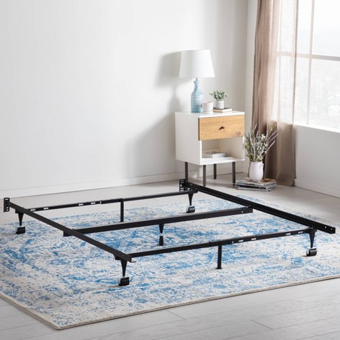 Adjustable Metal Bed Frame With Center, Heavy Duty Queen Bed Rails