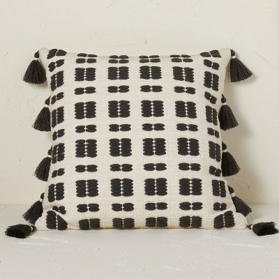 Square Chunky Woven Stripe Decorative Throw Pillow Black/Cream - Opalhouse™ designed with Jungalow™