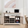 Kitchen Buffet Sideboard with Wine Rack Free Standing Storage Cabinet Gray - 4 of 4