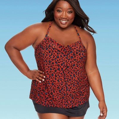 red plus size swimdress