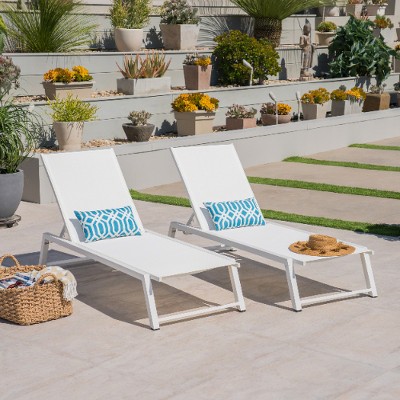 Classic 2-Pack Aluminum Patio Chaise Lounges with Adjustable Mesh Seats, Outdoor Chair -Christopher Knight Home Outdoor Furniture