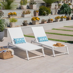 Classic 2-Pack Aluminum Patio Chaise Lounges with Adjustable Mesh Seats, Outdoor Chair -Christopher Knight Home Outdoor Furniture - 1 of 4