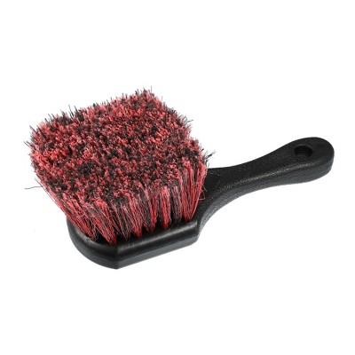 Unique Bargains Soft Bristle Car Short Handle Wheel Tire Brush Black Red 1  Pc