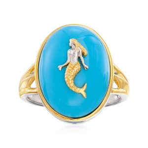 Ross-Simons Turquoise Mermaid Ring in Sterling Silver and 18kt Gold Over Sterling - 1 of 4