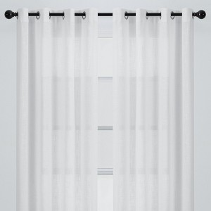 Chanasya 2pk Light Filtering Textured Grommet Semi Sheer Solid Window Curtain Panels - Set of 2 - 1 of 4