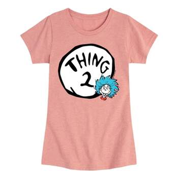 Girls' Dr. Seuss Thing Two Short Sleeve Graphic T-Shirt - Heather Gray/Fuchsia Pink