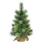 2ft Puleo Pre-Lit Tabletop Artificial Christmas Tree Burlap Sack Clear Lights