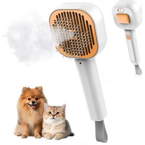 BABYYER Cat Steam Brush，3 In 1 combs for indoor cats，pet steam brush for shedding,Dog shedding for Long and Short Hair Dogs and Cats Pet Grooming - 1 of 4