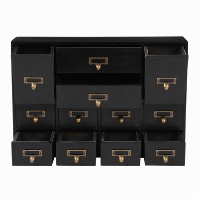 YIYIBYUS Traditional 12 Tabletop Drawers Wood Chest Storage Cabinet