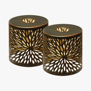 Metal Pendant Lamp Shades Set of 2, Cylinder Light Fixture Replacement Globe with 1-5/8-Inch Fitter, Diameter 4.75” Height 5.0", Antique Bronze & Gold - 1 of 4