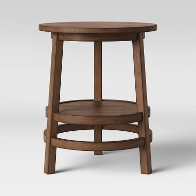 Haverhill Round Wood End Table Weathered Brown - Threshold™: Sturdy Tripod, Mid-Century Modern, No Assembly