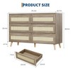 47.2" Large Double Dresser, Rattan 6 Drawer Dresser with Deep Drawers, Wooden Chest of Drawers with Storage, for Entryway Hallway Living Room - 2 of 4