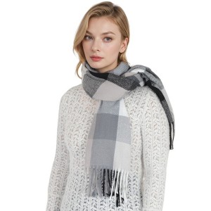 Anna-Kaci Women's Classic Plaid Fringe Scarf Soft Cashmere Feel Winter Checked Wrap Shawls - 1 of 4