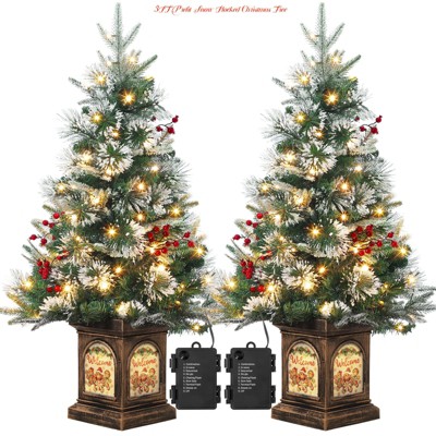 3 Ft Pre-Lit Artificial Christmas Tree w/ Warm White Lights - Effortless Assembly for Home and Office Holiday Decorations | Christmas Trees