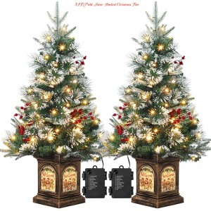 3 Ft Pre-Lit Artificial Christmas Tree w/ Warm White Lights - Effortless Assembly for Home and Office Holiday Decorations | Christmas Trees - 1 of 4