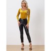 Allegra K Women's Velvet Sweetheart Neck Elegant Long Sleeves Blouses - 4 of 4