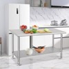 Stainless Steel Work Table, 60x24x35 Inch Metal Trolley Heavy Duty Double Tier Workbench - 2 of 4