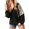 Women's Lace Up Hoodie with Aztec Sleeves - Sugarfox - 4 of 4