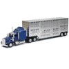 Kenworth W900 Truck Blue with Potbelly Livestock Trailer Chrome "Long Haul Truckers" Series 1/43 Diecast Model by New Ray - 2 of 4