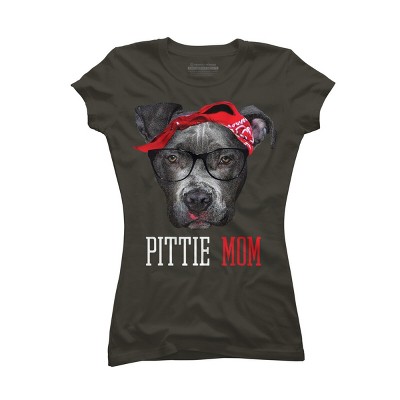 Junior's Design By Humans Mother's Day Pittie Mom Pitbull Dog Lovers By dandingroz T-Shirt