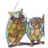 Chloe Lighting Ollie Tiffany-Glass Owls Family Window Panel 11x17 - 3 of 4