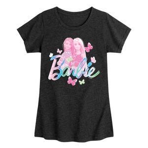 Girls' - Barbie - Tie Dye Butterfly Logo Fitted Short Sleeve Graphic T-Shirt - 1 of 4