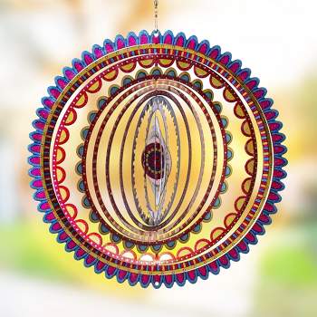 VP Home 12'' H Sunrise Mandala Kinetic Wind Spinners - Wind Sculpture