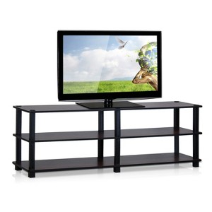 Furinno Modern 3-Tier TV Stand Console Table Media Entertainment Center w/Open Storage Shelf,Dark Cherry/Black - 1 of 4