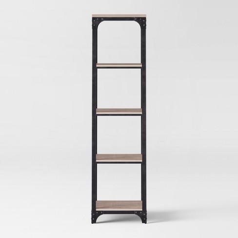 narrow shelving unit with drawers