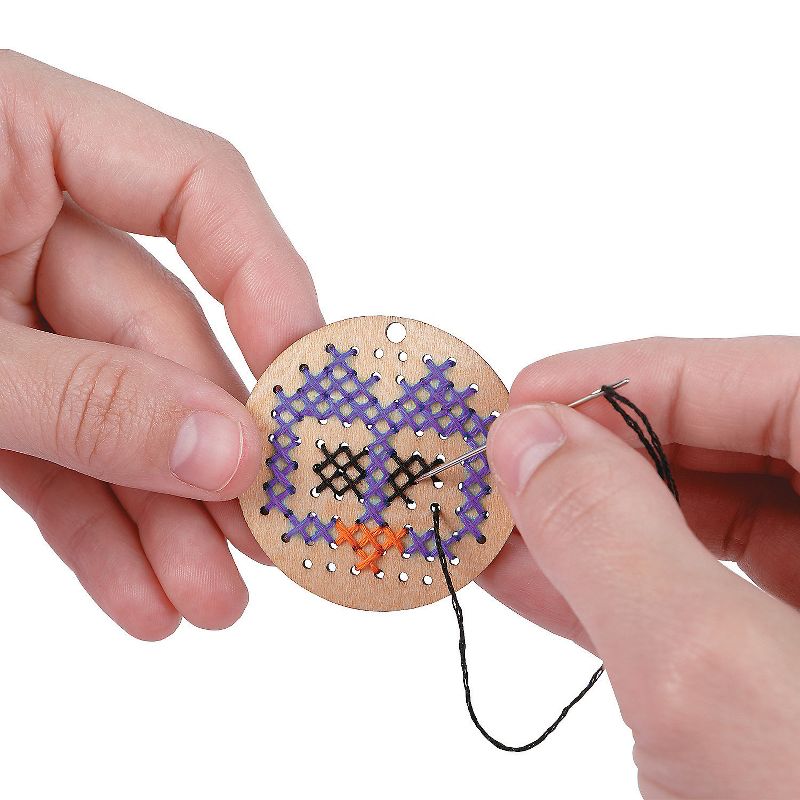 MindWare Make Your Own: Cross Stitch Wood Jewelry Craft Kit - Creates 12 Pendants, 3 of 5