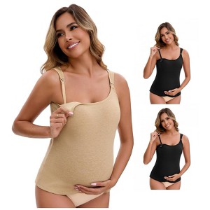 INSPIRE CHIC Women's 3 Packs Maternity Thermal Tank Tops with Built-In Bra with Adjustable Straps - 1 of 4