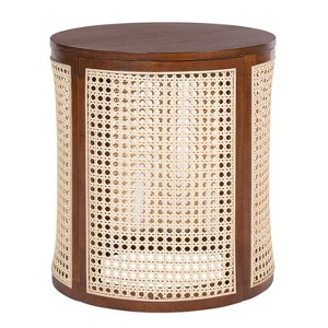Dexmalle 15.70" Round End Table with Hollow Woven - 1 of 4