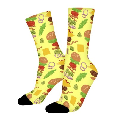 Hamburger Food Women Printed Crew Socks Funny Funky Socks Soft Polyester Novelty Gifts for Artists Men
