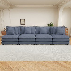 Modular Corduroy Sofa Couch, Upholstered Sofa with Removable Pillows & Deep Seat for Living Room - ModernLuxe - 1 of 4