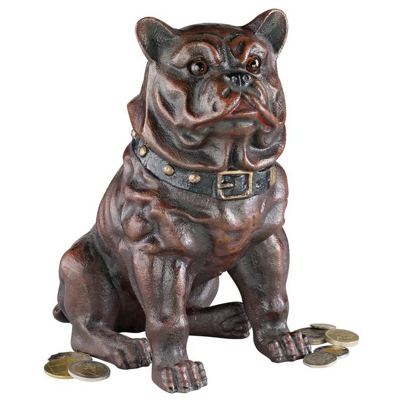 Design Toscano Boss, the Sitting British Bulldog Collectors' Still Action Die-Cast Iron Coin Bank, 1 of 2