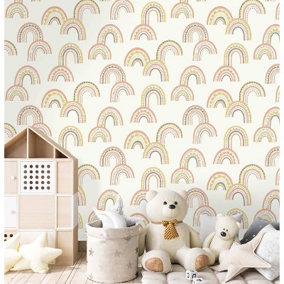 Boho Rainbow Blush and Orange Non-Pasted Kids' Wallpaper