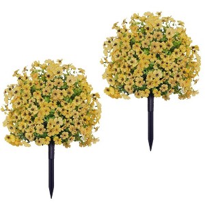 COZONY 2 Pcs Artificial Bushes with Ground Spike, UV Resistant Realistic Fabric Shrubs Topiary Balls for Outdoor & Indoor Garden, Porch Decor - 1 of 4