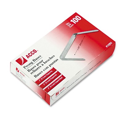 Acco Standard Two-Piece Paper Fasteners 2" Capacity 2 3/4" Center Silver 100/Box 12993