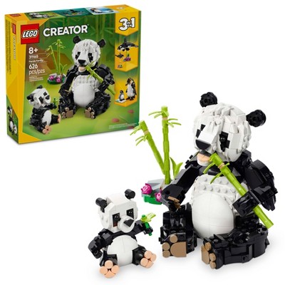 LEGO Creator 3 in 1 Wild Animals Panda Family Building Toy with 3 Options Penguin or Orca 31165