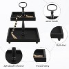 Attop Tiered Tray Stand, Rustic Wooden 2 Tier Decorative Tray with Bead Garland, Farmhouse Square Wood Serving Tray Counter Centerpiece (Black) - 3 of 4