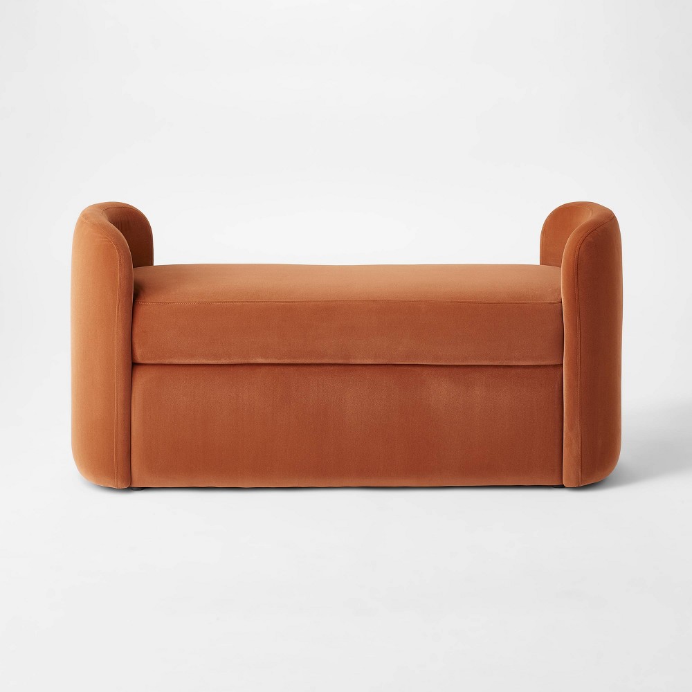 Springdell Rounded Bench Brown Velvet - Threshold™ designed w/Studio McGee: Upholstered Metal Frame