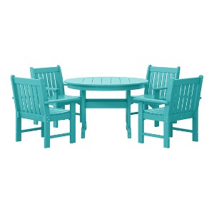 WestinTrends Malibu 5-Piece HDPE Outdoor Patio Chair and Round Table Dining Set - 1 of 4