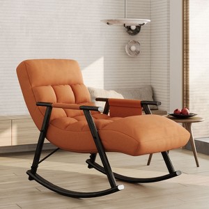 KTMBDW Casual Rocking Chair, Teddy Upholstered Rocker with Side Pocket, Modern Lounge Accent Chairs for Nursery, Living Room, Bedroom - 1 of 4