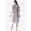 Roaman's Women's Plus Size Eyelet Off-The-Shoulder Dress - 3 of 4
