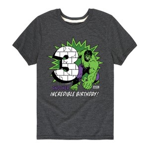 Boys' - Marvel - Hulk Incredible Birthday 3 Short Sleeve Graphic T-Shirt - 1 of 4