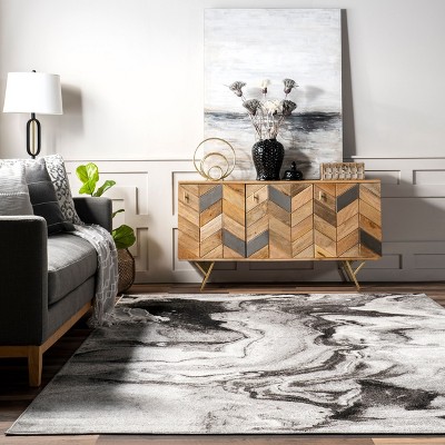 Remona Gray Abstract 6' x 9' Synthetic Area Rug